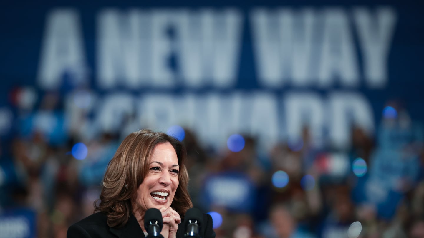 Vice President Kamala Harris speaks at a campaign rally at the Greensboro Coliseum Sept. 12, 2024 in Greensboro, North Carolina.