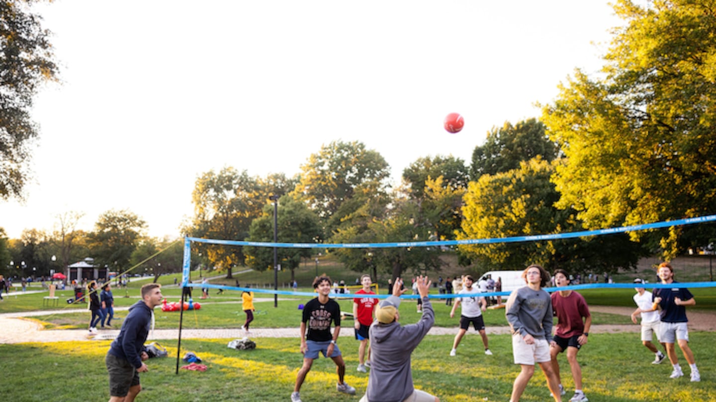 Attendees enjoy a game of volleyball at last year's Backyard Bash.