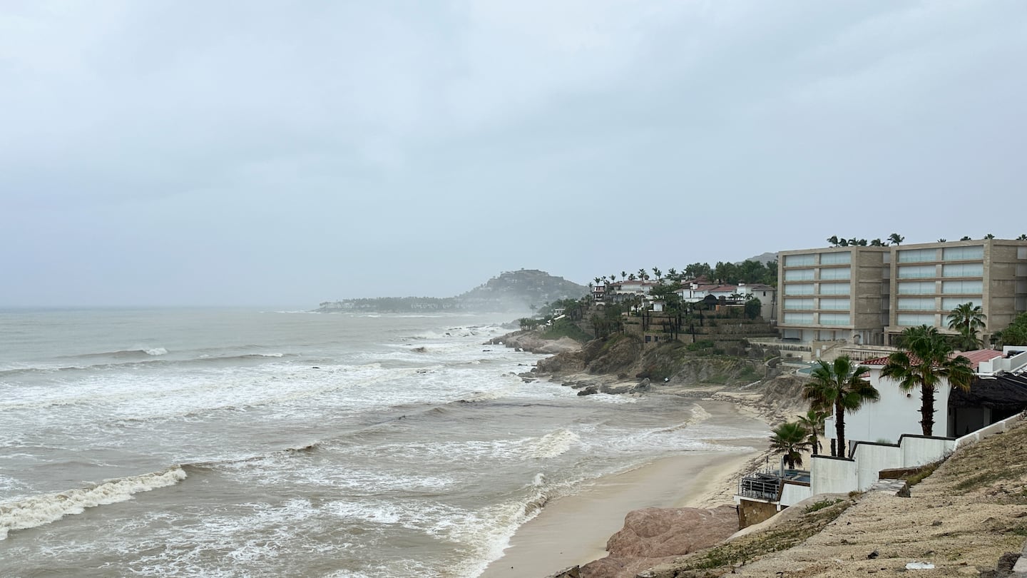 Hotels stand along the shore before the arrival of Tropical Storm Ileana in San Jose de los Cabos, Mexico, on Sept. 13.