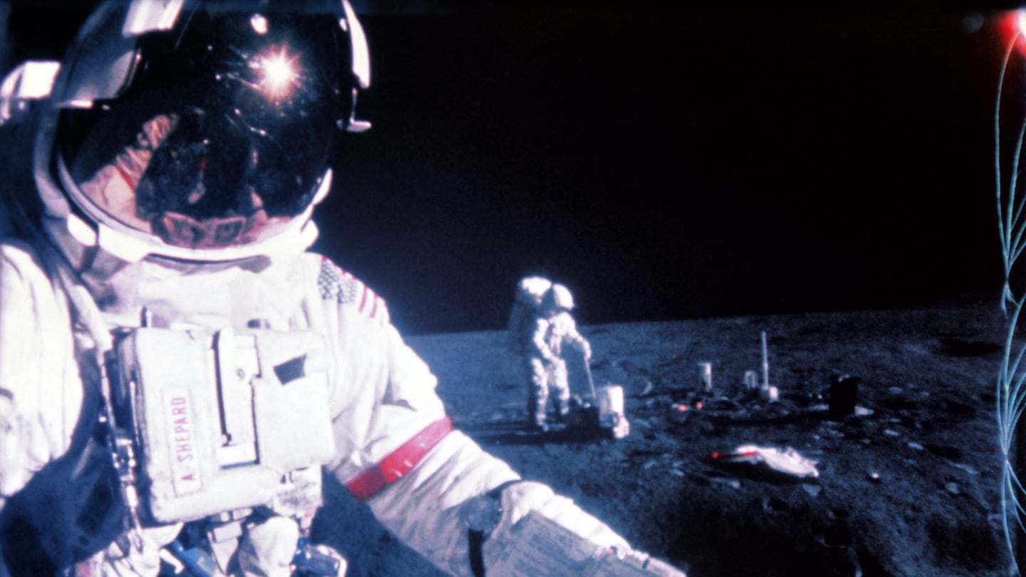 US astronauts Alan Shepard (left) and Edgar Mitchell during the Apollo 14 mission in February 1971.