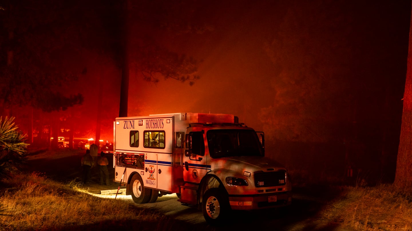 Hot Shot firefighters arrived back at their truck after digging trenches in a canyon to slow down the progression of the Bridge Fire as it burns in the hills of Big Pines, near Wrightwood, Calif., last week.