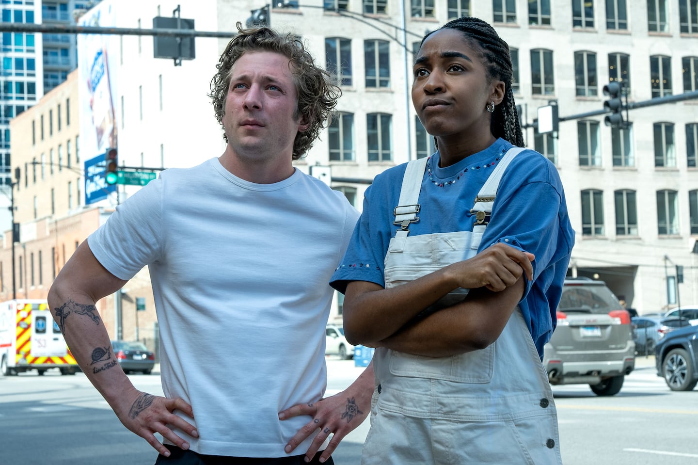 Jeremy Allen White and Ayo Edebiri in "The Bear."