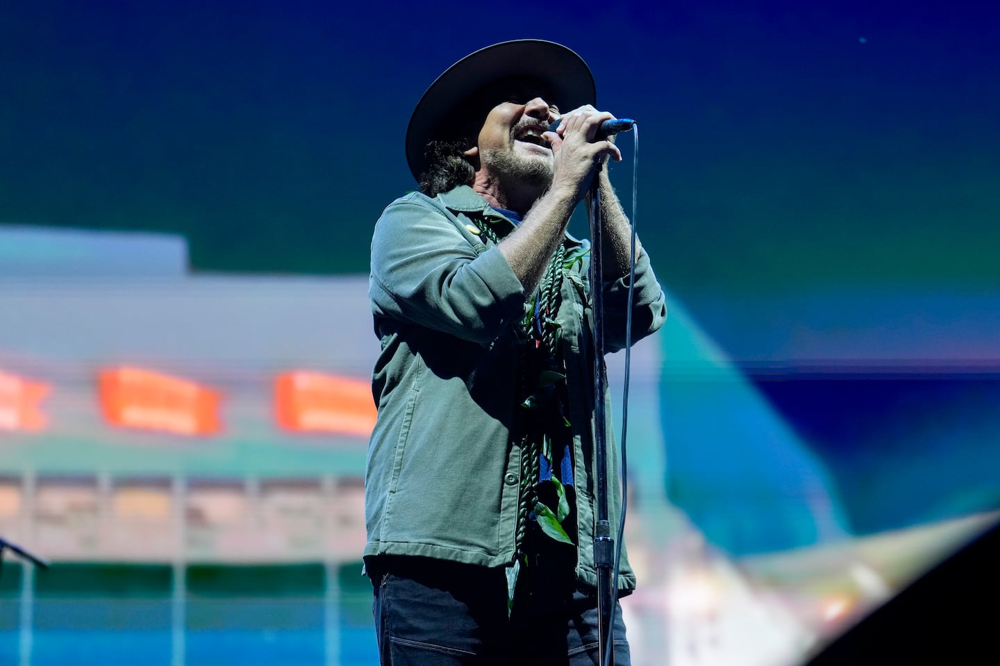 Pearl Jam lead singer Eddie Vedder at Fenway Park on Sunday.