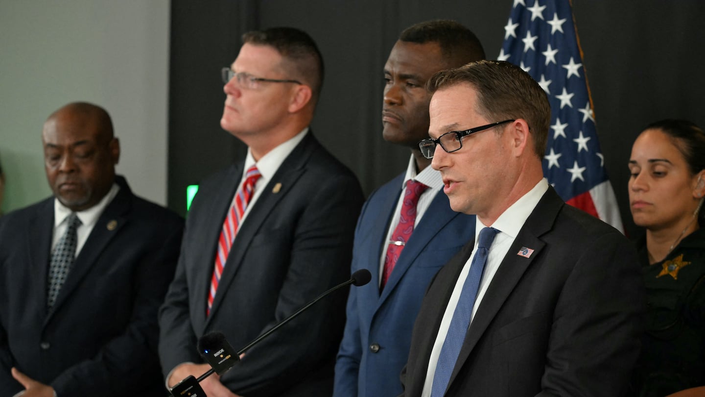 Special Agent in Charge Jeffrey Veltri of the FBI Miami Field Office speaks during a news conference about the attempted assassination attempt on former President and Republican presidential candidate Donald Trump, at the Palm Beach County Sheriff's Office on Sept. 16, 2024 in West Palm Beach, Fla.