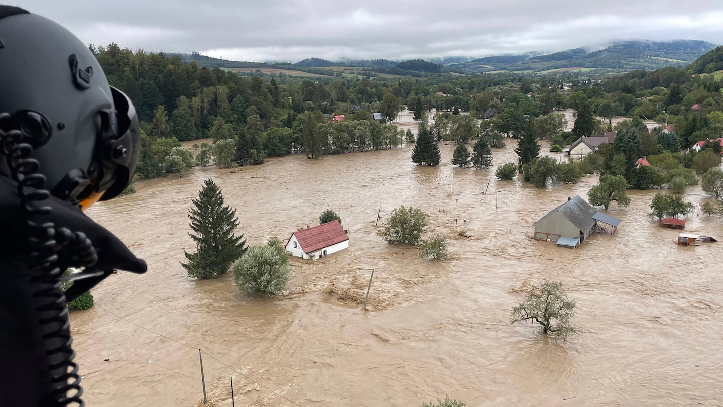 A flooded area near the Nysa Klodzka river in Nysa, Poland on Sept. 16.