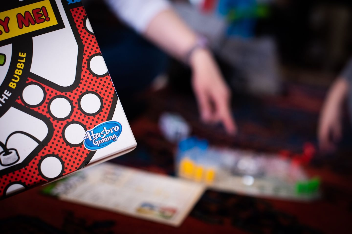 A Hasbro logo on a Trouble board game.