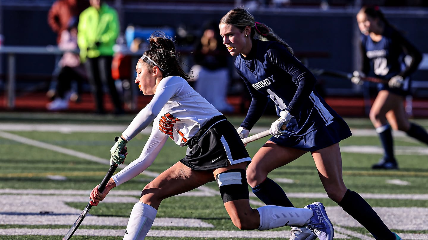 Monomoy's Emery Cappallo (right) netted hat tricks in back-to-back games last week.