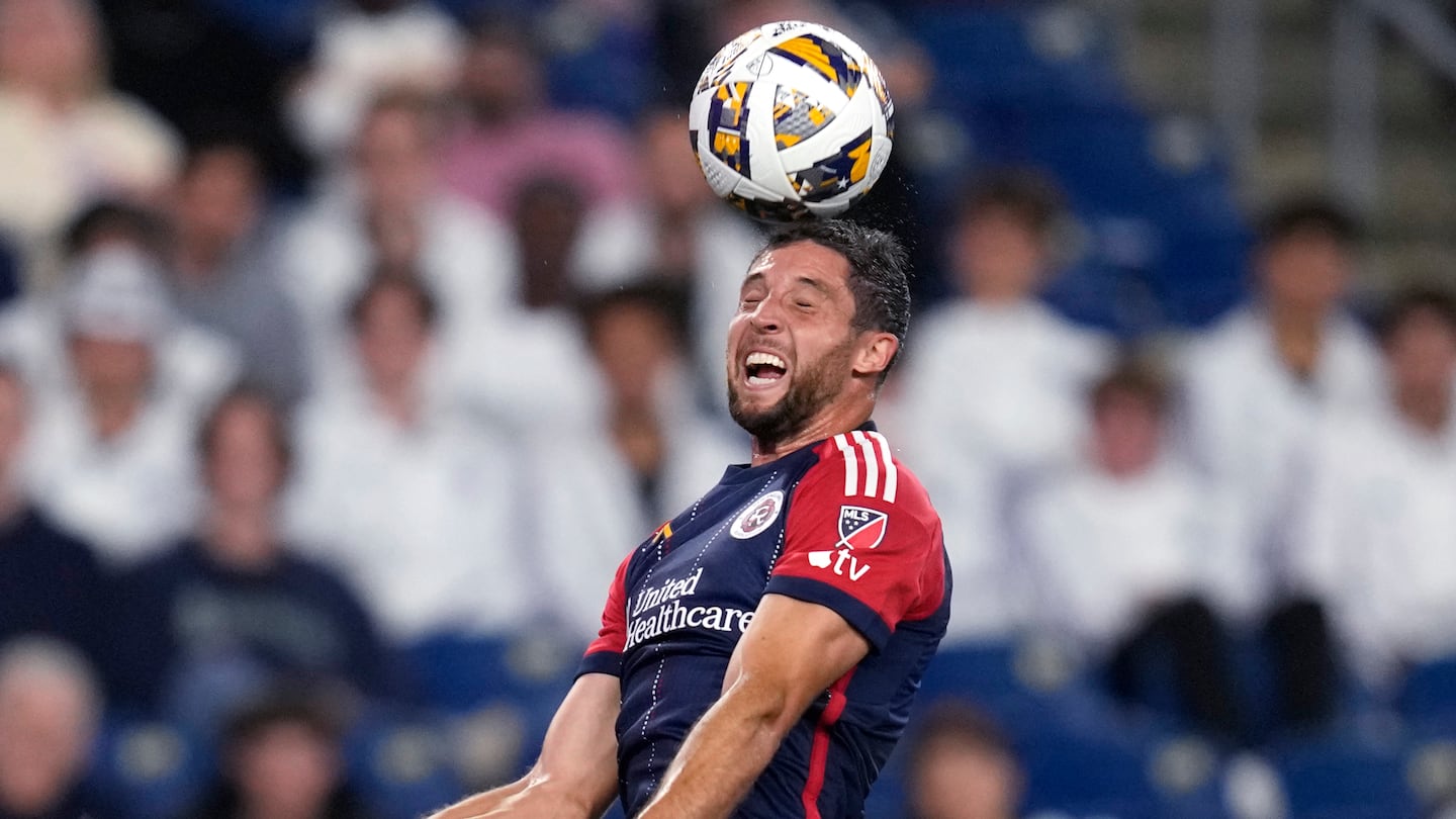 Matt Polster got his head on this corner from Carles Gil in the first half, but Montreal goalie Jonathan Sirois made the stop.