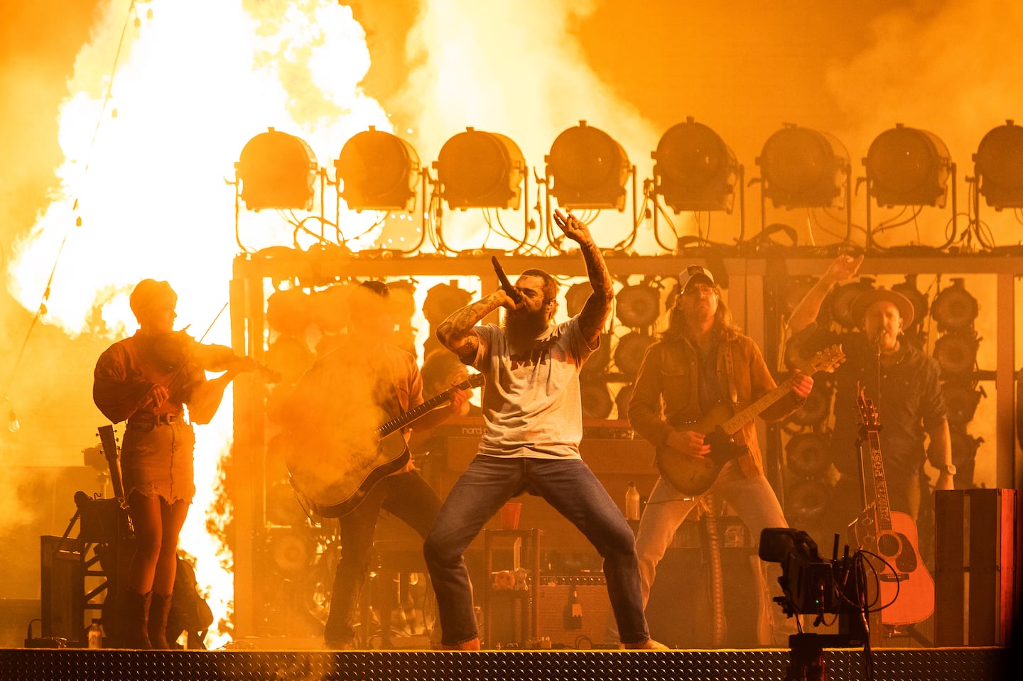 Post Malone performed at Fenway Park on Wednesday night.