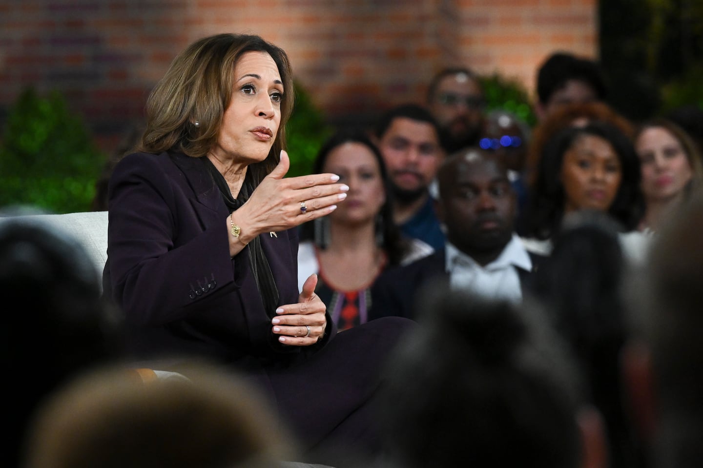 Vice President Kamala Harris speaks during Oprah's Unite for America Live Stream event in Farmington Hills, Mich., on Sept. 19.