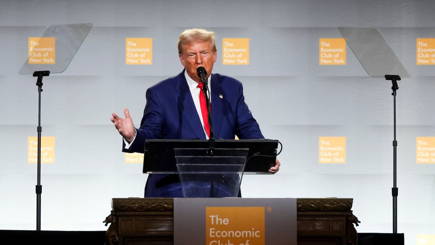 Former president Donald Trump during an Economic Club of New York event in New York on Sept. 5. Trump and running mate JD Vance are campaigning on tax cut proposals that could collectively cost as much as $10 trillion over a decade.