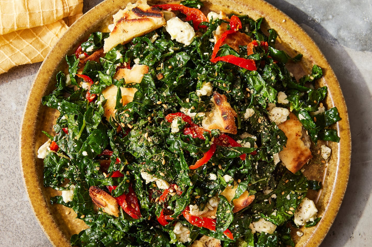 Kale Salad With Za’atar, Feta, and Pita Crisps