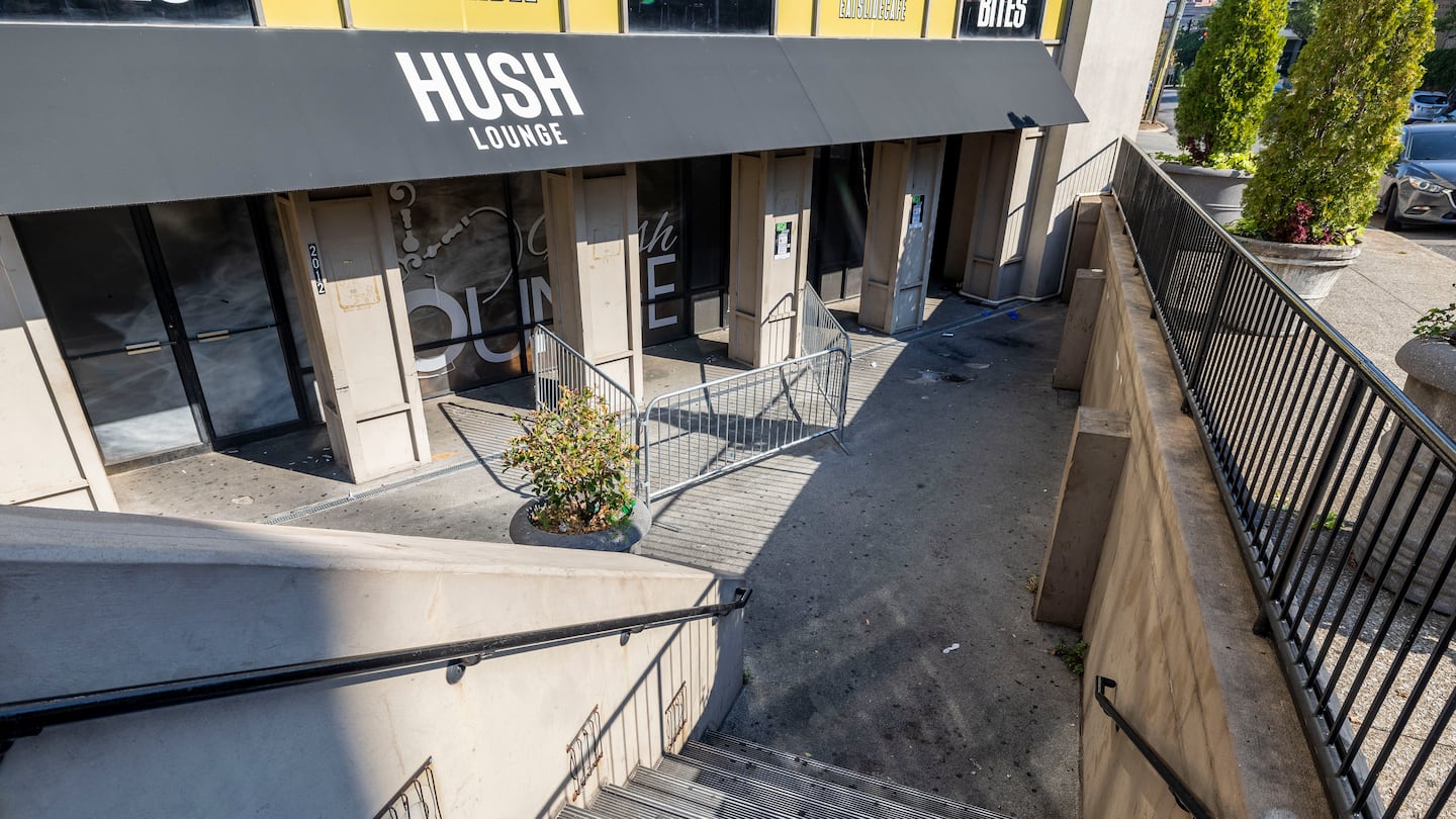 The scene of a fatal Saturday night shooting outside Hush, a hookah lounge, in the Five Points neighborhood of Birmingham, Ala., Sunday, Sept. 22, 2024.