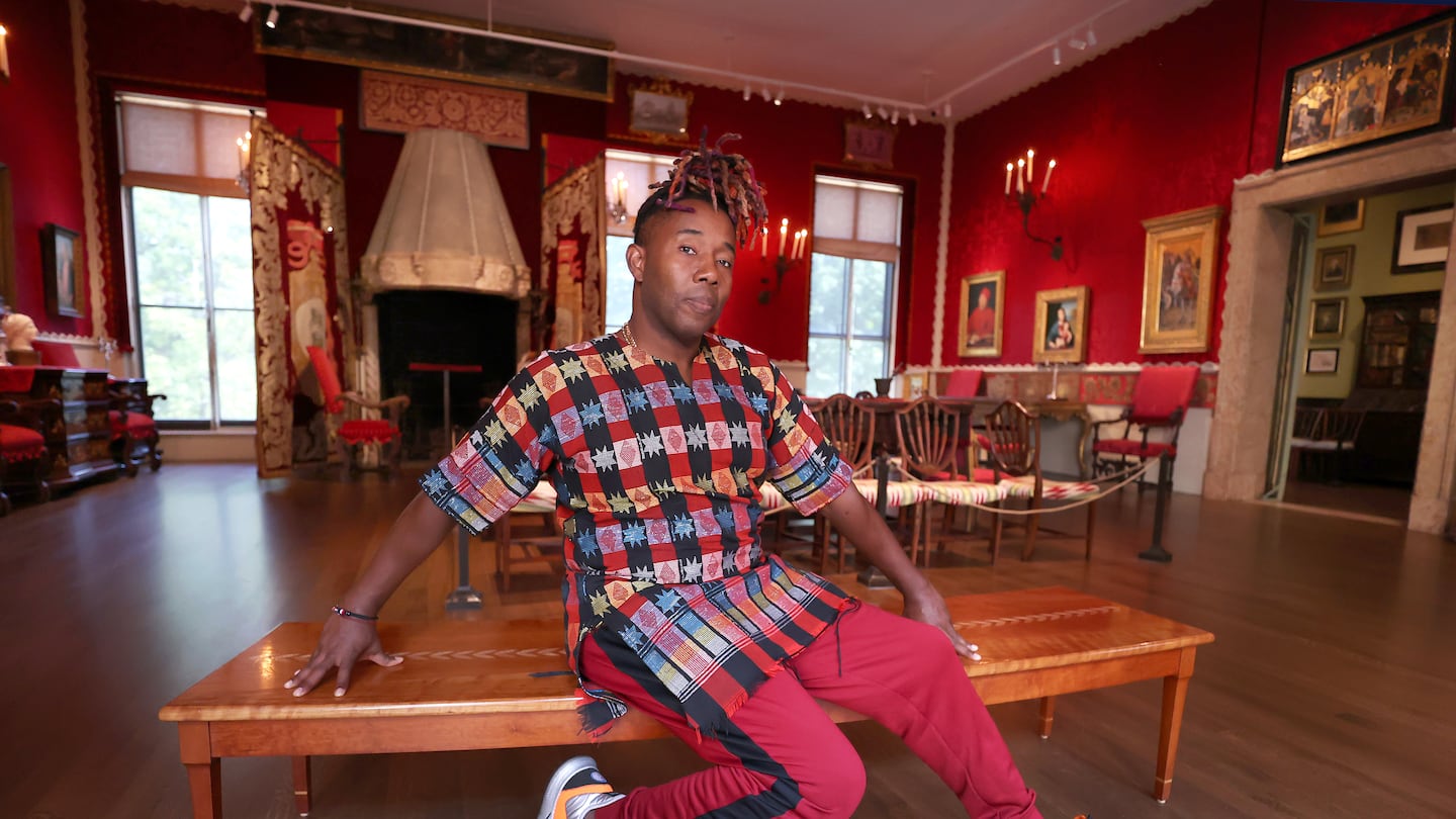 Jean Appolon, choreographer of the Haitian dance company Jean Appolon Expressions, in the Isabella Stewart Gardner Museum's Raphael Room. Appolon is artist-in-residence at the museum in September.