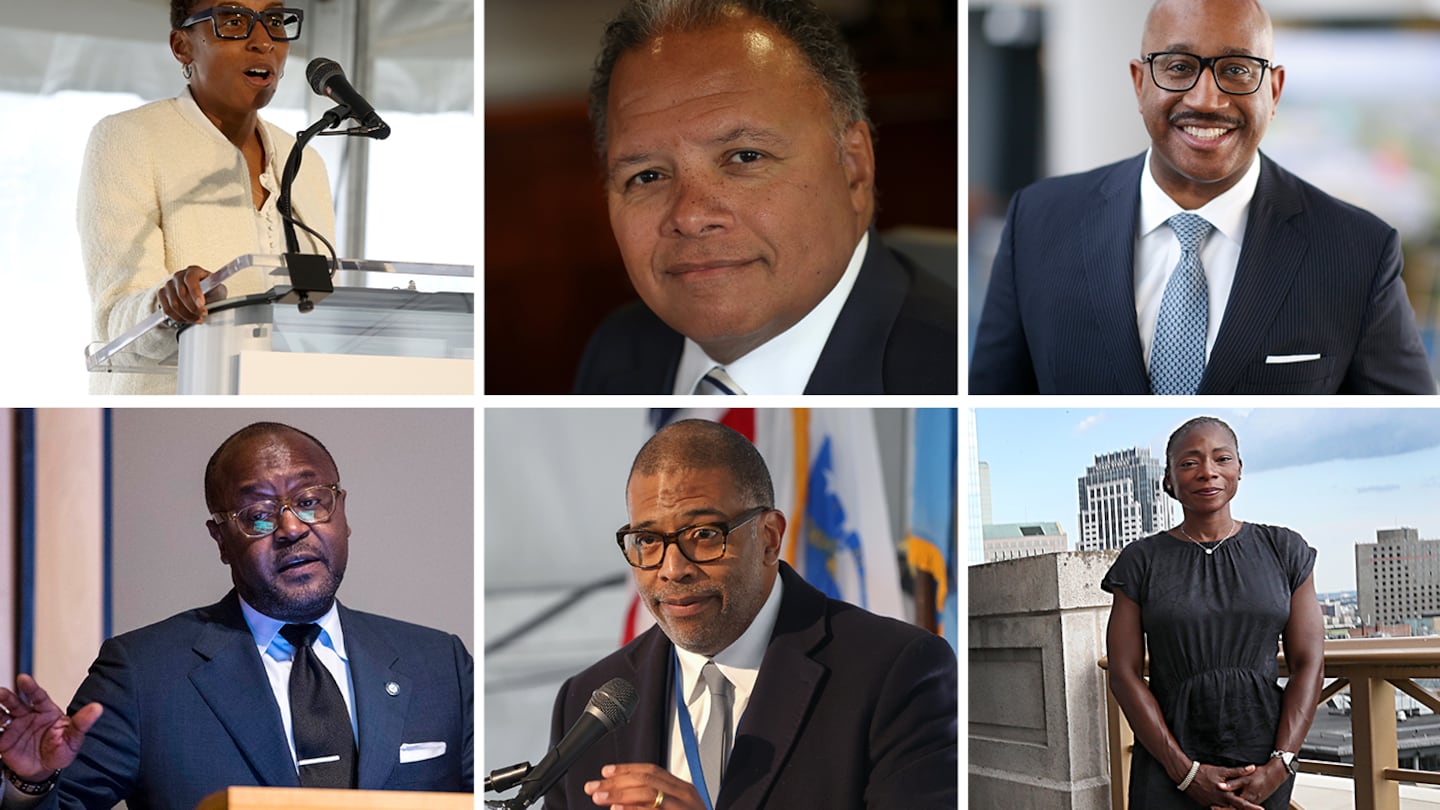 Clockwise from top left: Claudine Gay, Dr. Robert Higgins, Cain Hayes, Dr. Myechia Minter-Jordan, Arthur Jemison, and Kenn Turner.