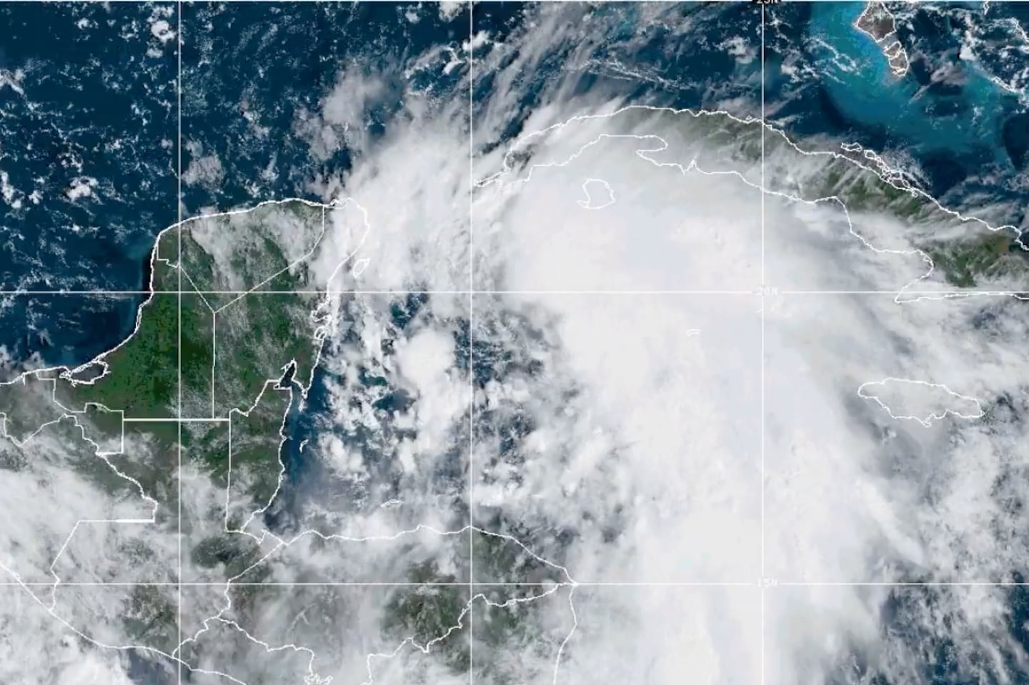 Tropical Storm Helene as seen via satellite around noon on Tuesday.