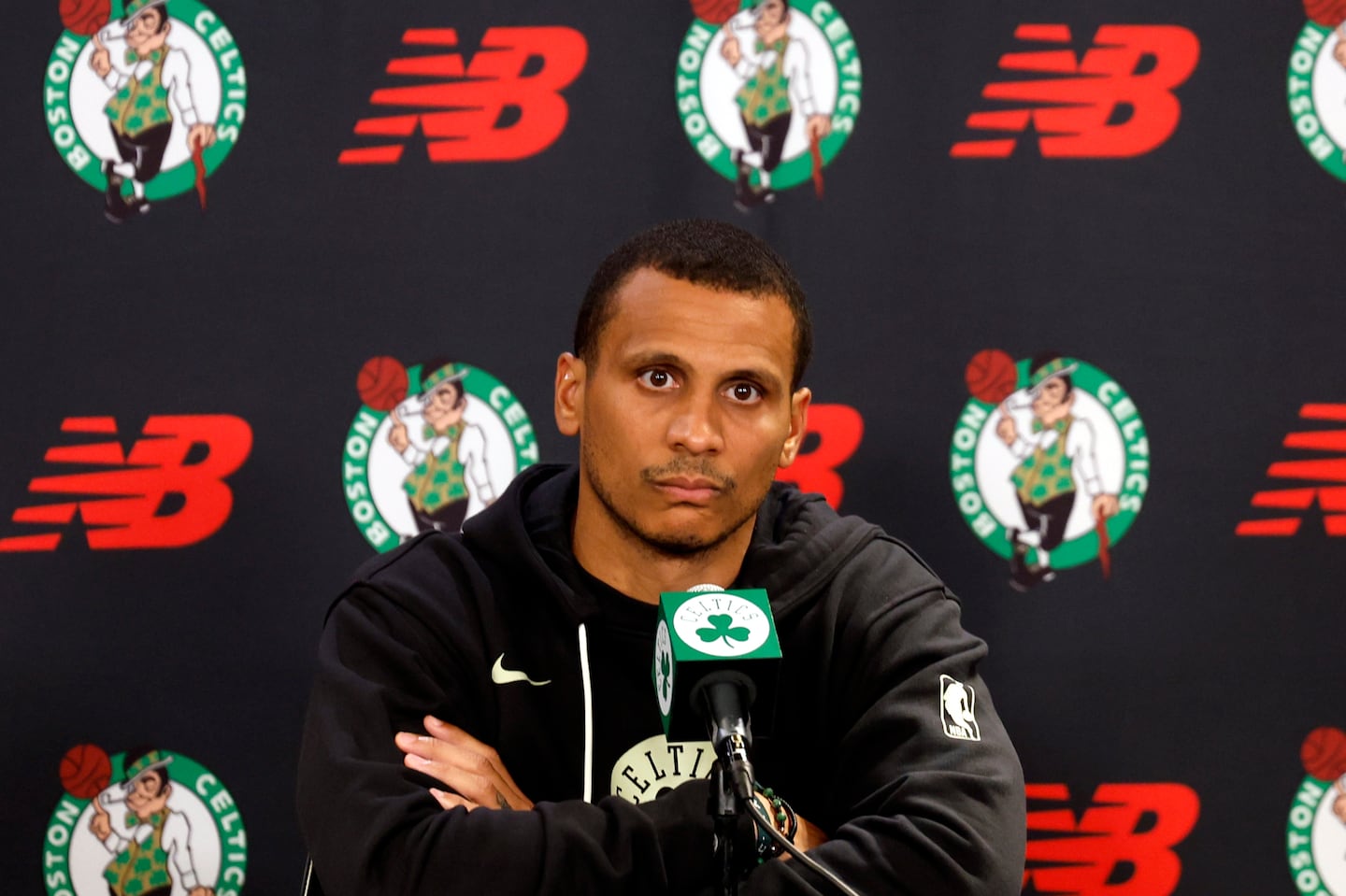 Coach Joe Mazzulla, who led the Celtics to the 18th championship in franchise history last spring, took questions at media day Tuesday at the Auerbach Center.