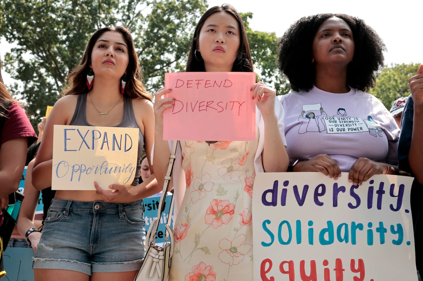 Harvard students attended a rally protesting the Supreme Court's ruling against affirmative action in Cambridge in 2023.