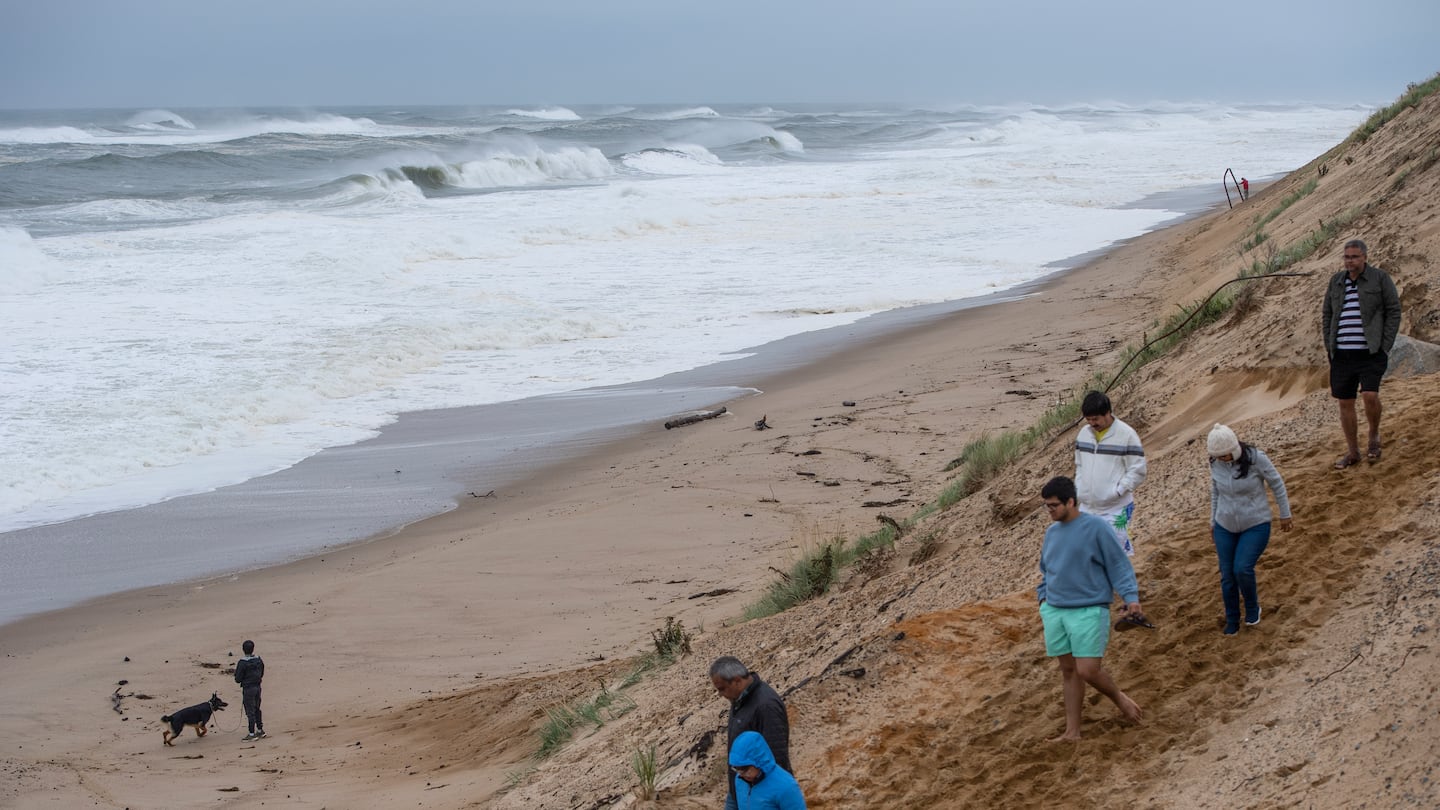 Beachgoers at Lecount Hallow Beach on Cape Cod in Wellfleet in 2023.