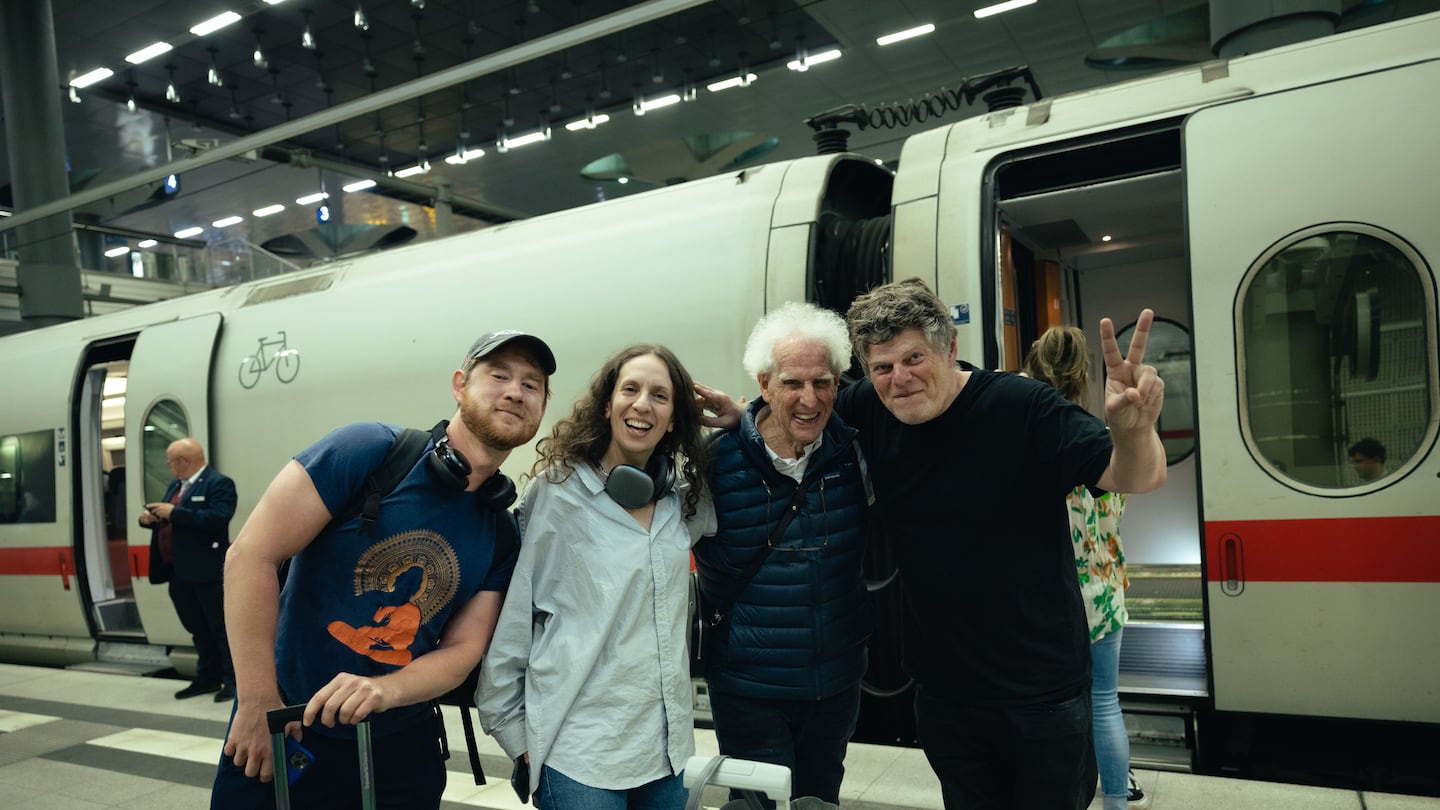 Guy Braunstein (far right) meeting up with (from left) the Boston Philharmonic's Robert Jordon, Lauren Radnofsky, and founder and conductor Benjamin Zander, during the Boston Philharmonic Youth Orchestra's European tour in June 2024.