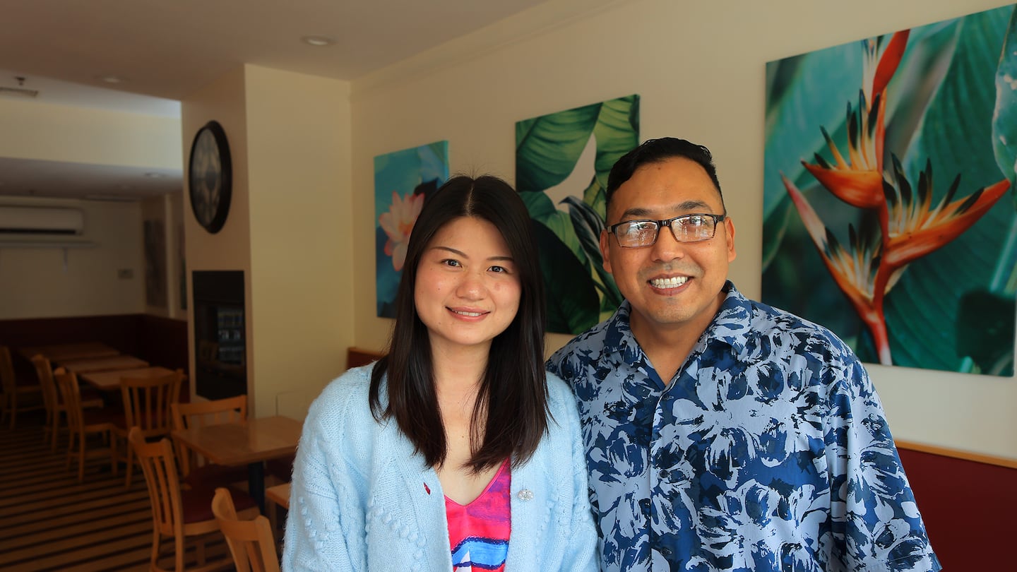 Co-owners Yuanfei Bellibo and Juan Pablo Bellibo at Pho Station in Wellesley.