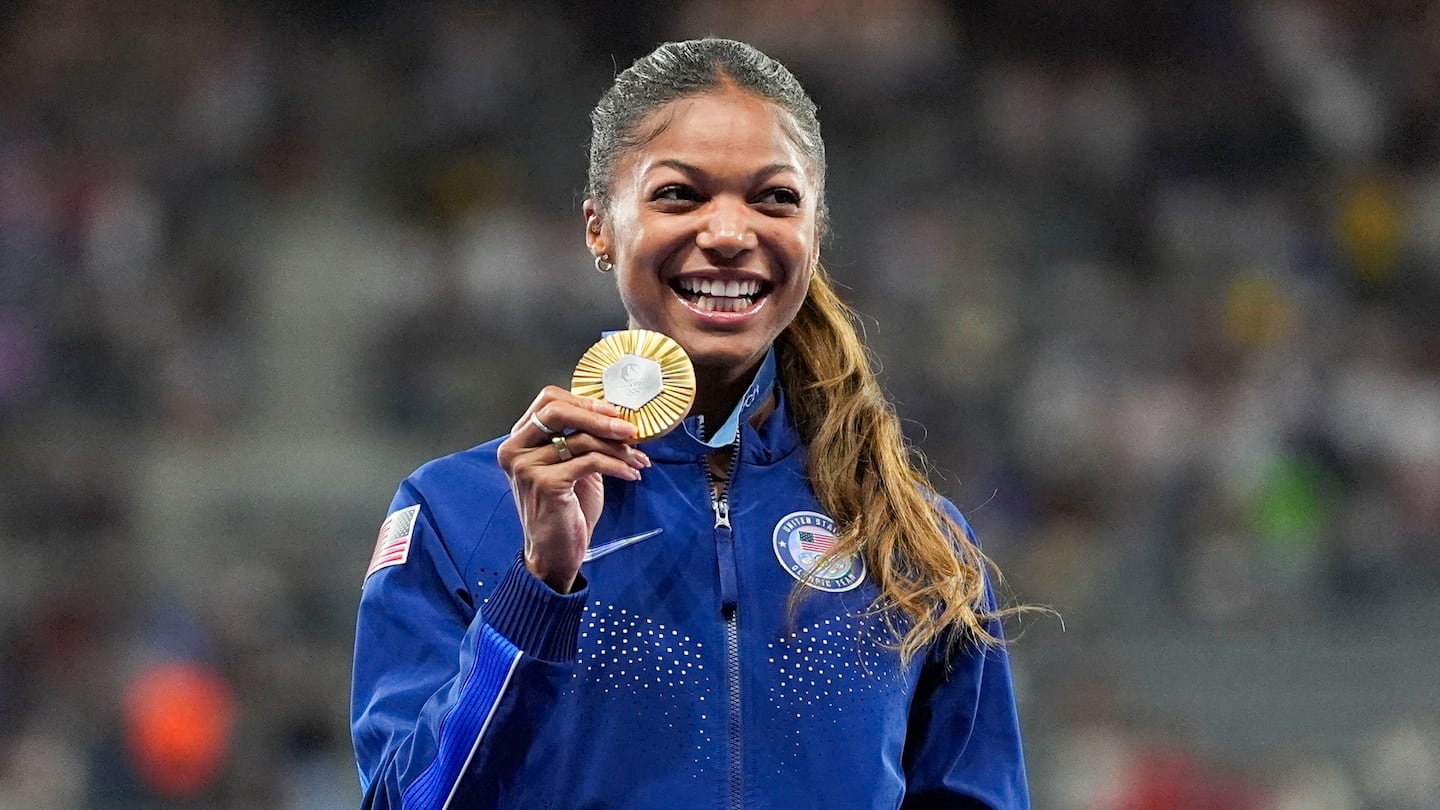 Gabby Thomas won three gold medals at the Paris Olympics.