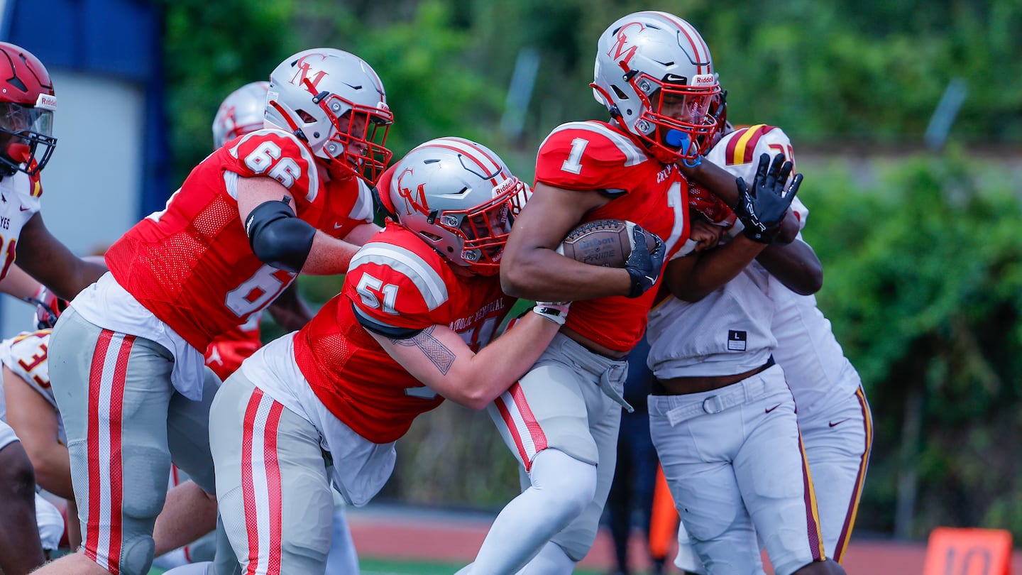 Catholic Memorial running back Mekhi Dodd (No. 1) ran for 138 yards on four carries in the first half of a 56-28 win at Leominster on Friday night.