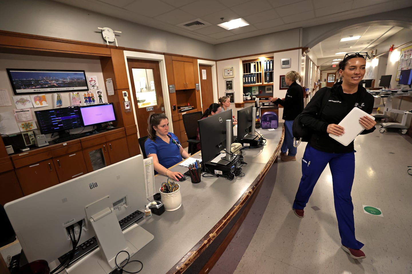 The nurses station at the Cardiomyopathy Center in the Tufts medical building in Boston on June 20,2024.