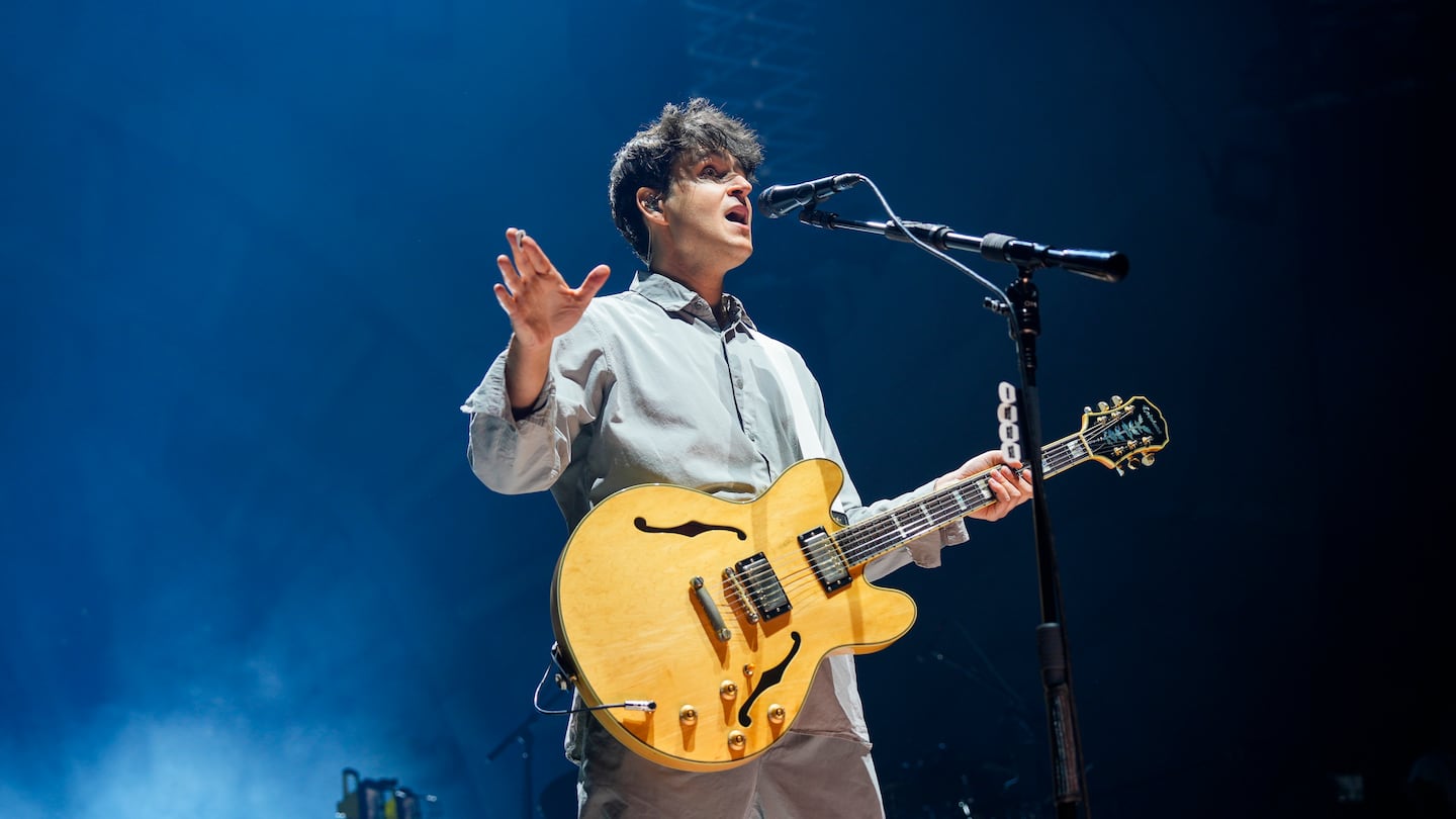 Vampire Weekend lead singer, Ezra Koenig, performs during their “Only God Was Above Us” Tour at TD Garden on Sept. 27, 2024.