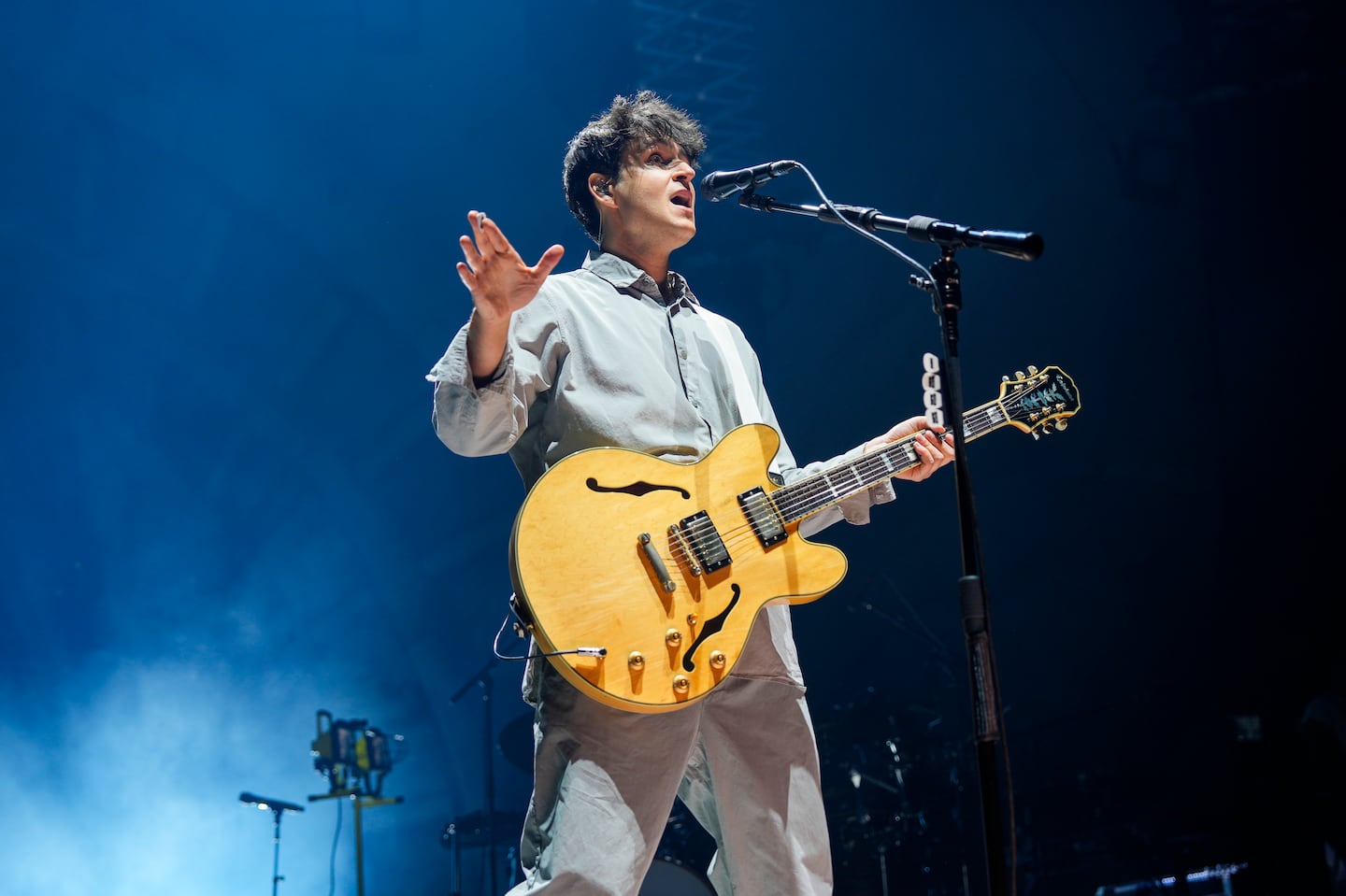 Vampire Weekend lead singer, Ezra Koenig, performs during their “Only God Was Above Us” Tour at TD Garden on Sept. 27, 2024.