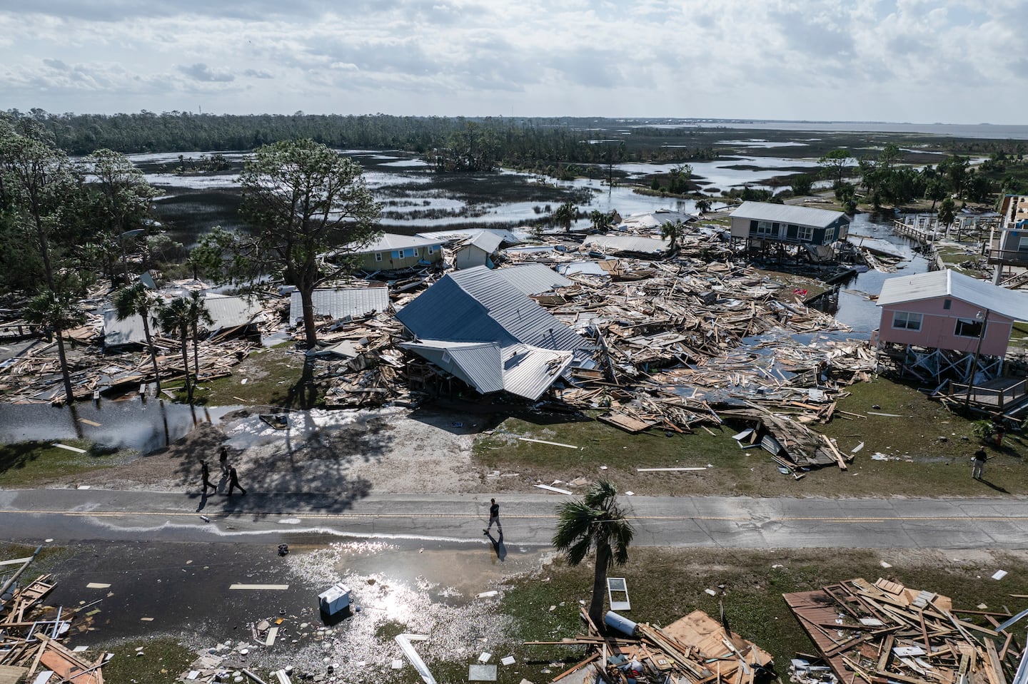 Destroyed homes in the small community of Dekle Beach that was devastated by Hurricane Helene near Keaton Beach, Fla., on Friday.