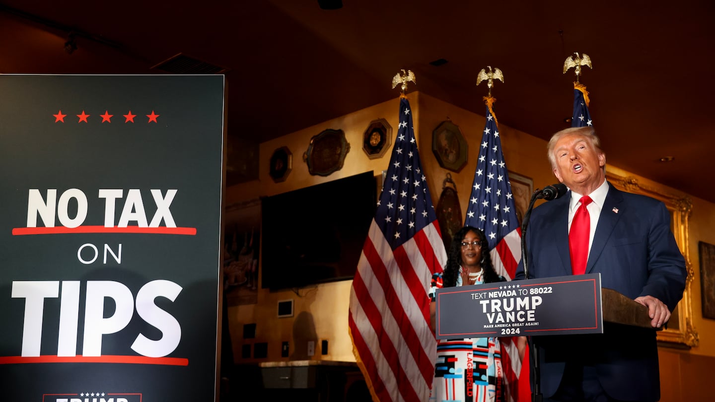 Republican presidential nominee Donald Trump spoke in Las Vegas on Aug. 23 about his proposal to eliminate taxes on tips for service industry employees.