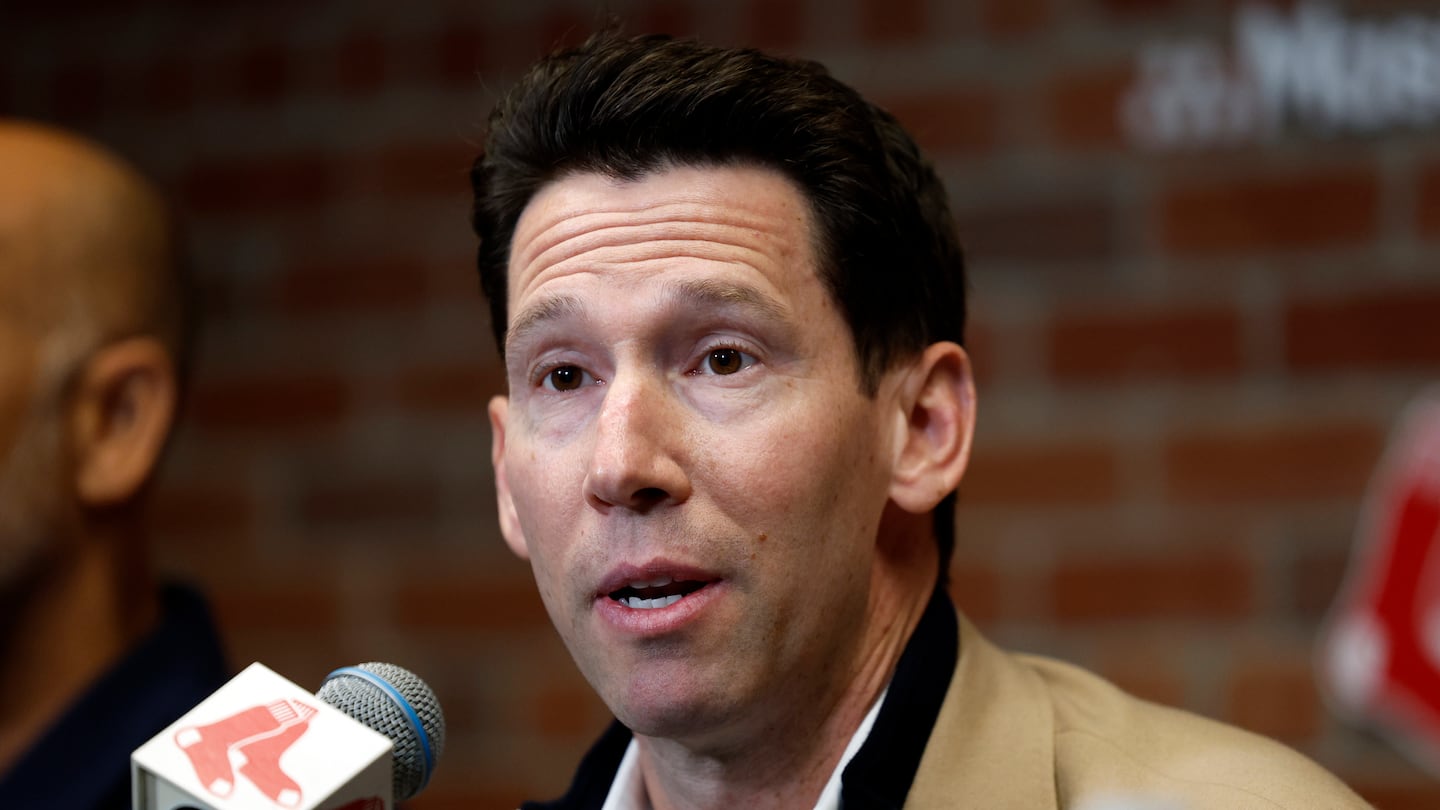 Red Sox chief baseball officer Craig Breslow spoke at the end-of-season press conference at Fenway Park.