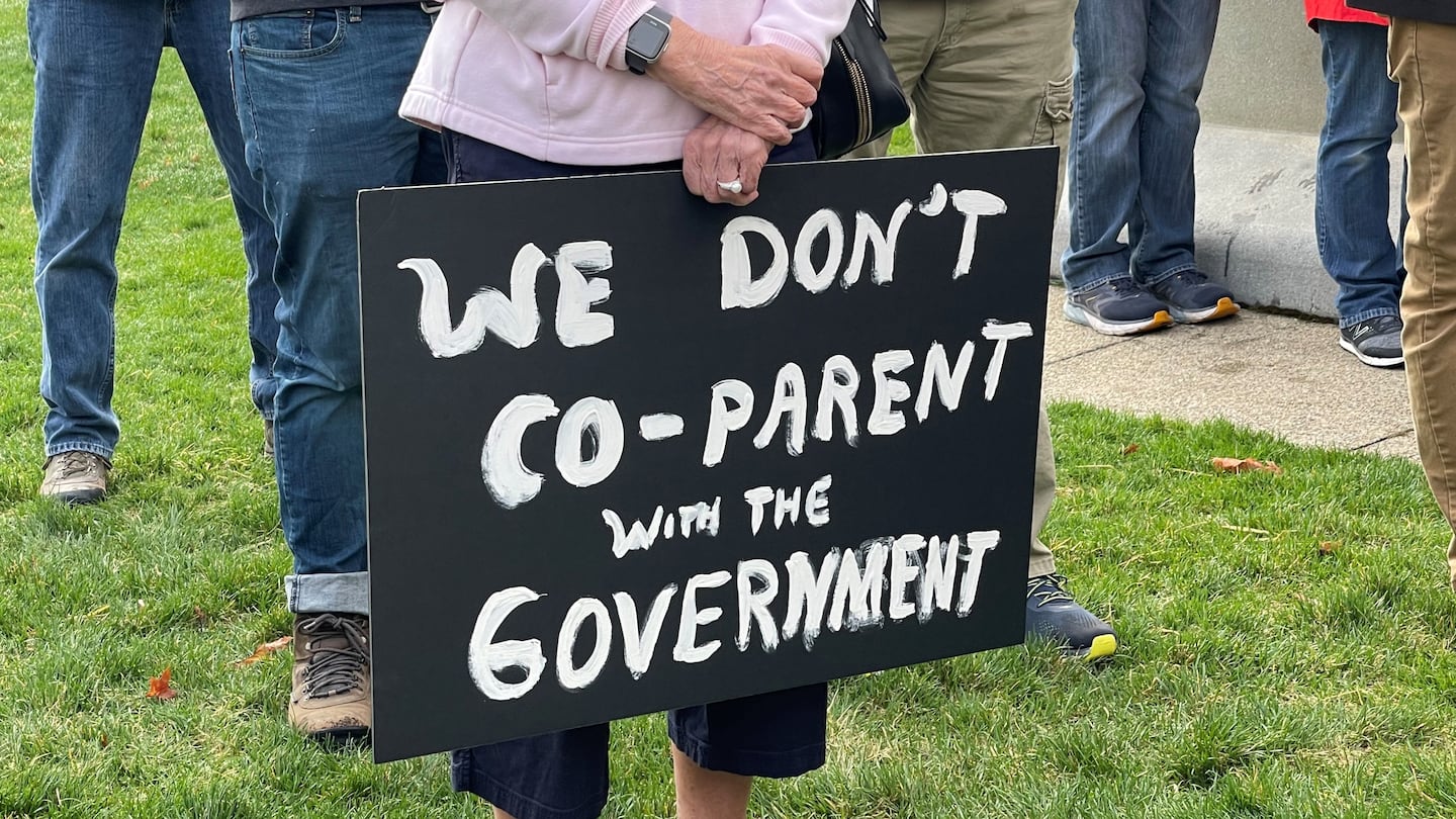 Supporters of the bill rallied at the State House in Concord in April 2023, before a legislative committee hearing.