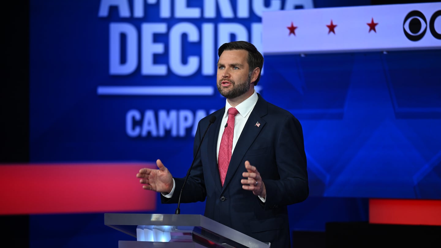 Senator JD Vance spoke during the vice-presidential debate at the CBS Broadcast Center in New York on Tuesday.