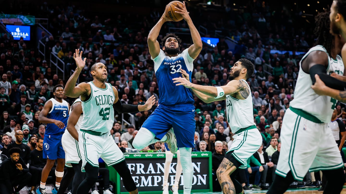 The Knicks hope Karl-Anthony Towns (center) help push them past Al Horford (left), Jayson Tatum, and the Celtics in the Eastern Conference.

11celtics