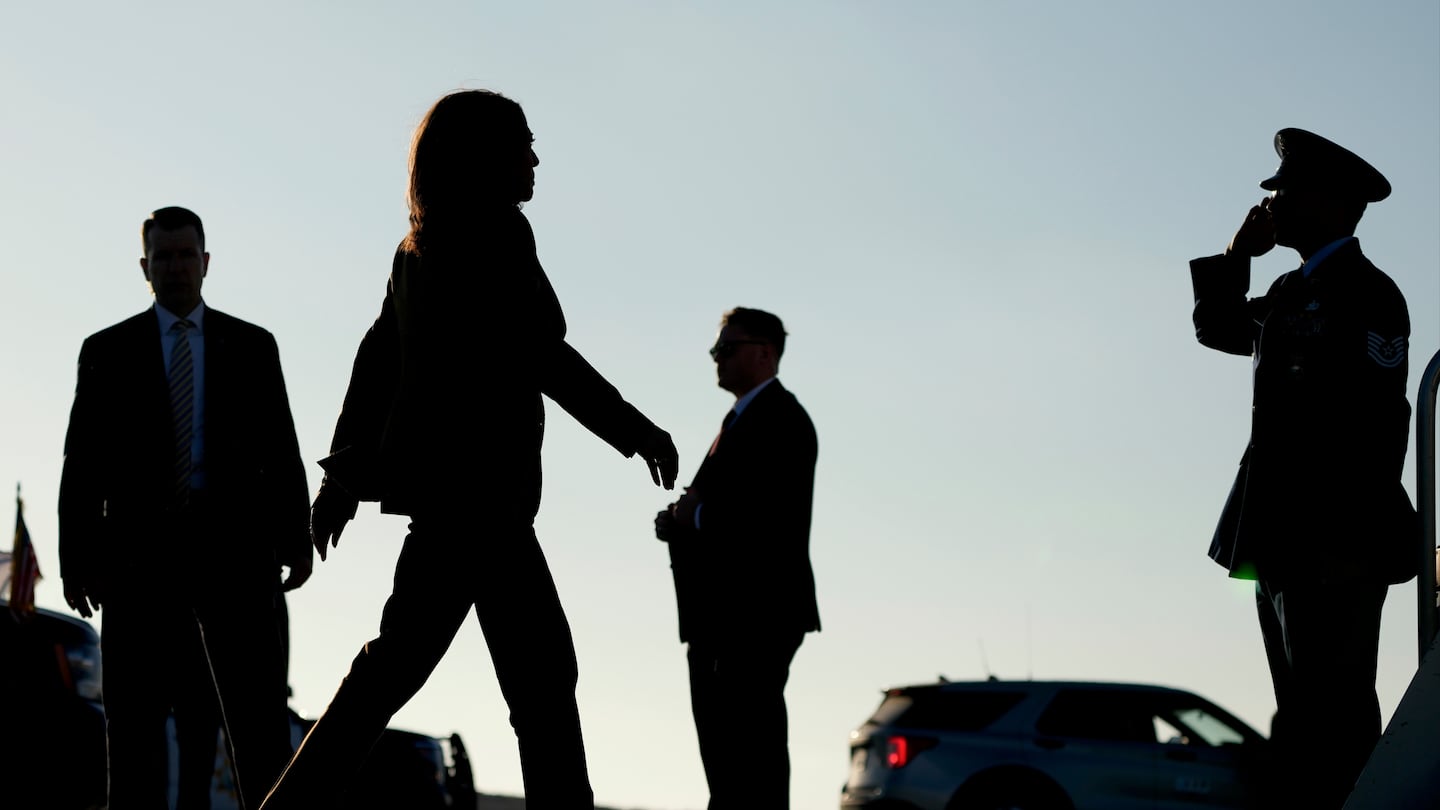 Democratic presidential nominee Vice President Kamala Harris prepared to board Air Force Two, Sept. 29, in Los Angeles.