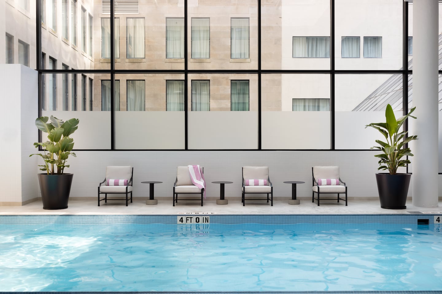 The pool at the Langham Boston. The hotel was named the best in Boston by readers of Condé Nast Traveler.