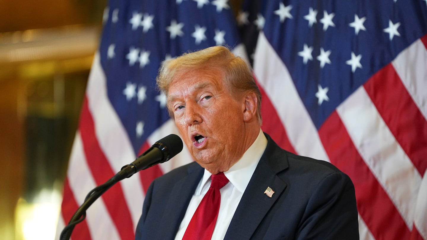 Former president Donald Trump delivers remarks at Trump Tower in Manhattan, on Sept. 26.