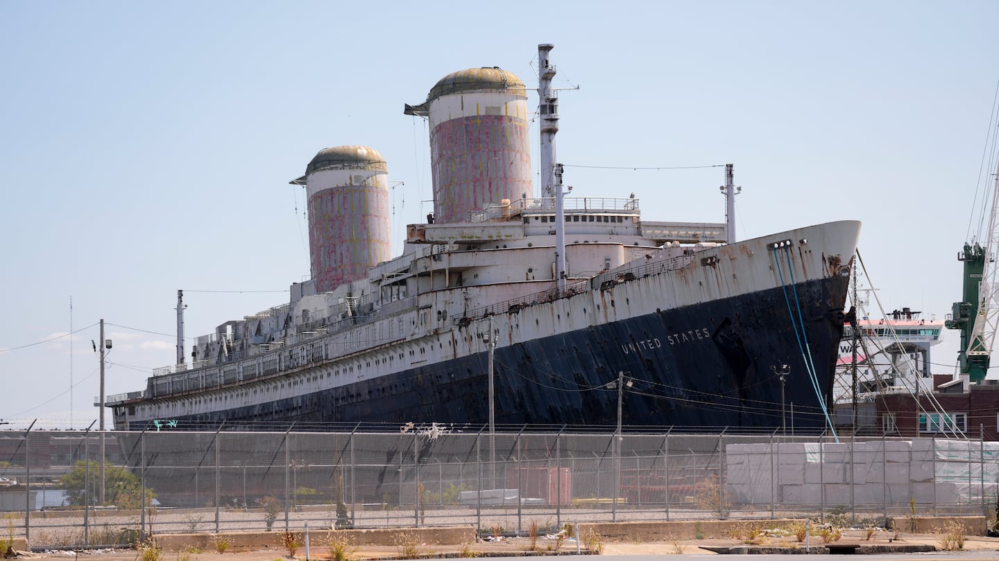 The SS United States moored on the Delaware River in Philadelphia last month. 