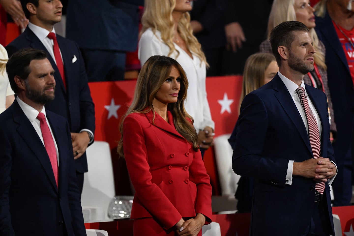 Former first lady Melania Trump attends on July 18 the final night of the Republican National Convention in Milwaukee.