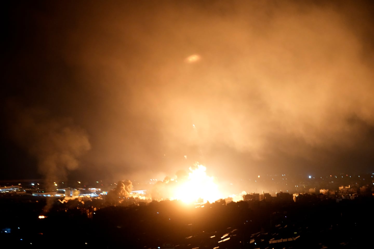 Flames rise from Israeli airstrikes in Dahiyeh, Beirut, Lebanon, on Oct. 4.