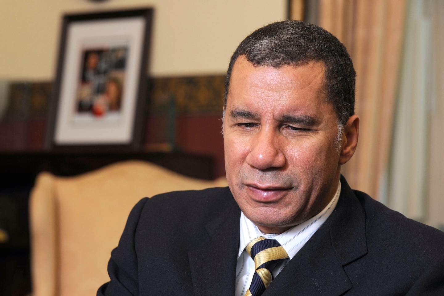 Then-New York Gov. David Paterson speaks during an interview at the Capitol in Albany, N.Y., on Nov. 30, 2010.