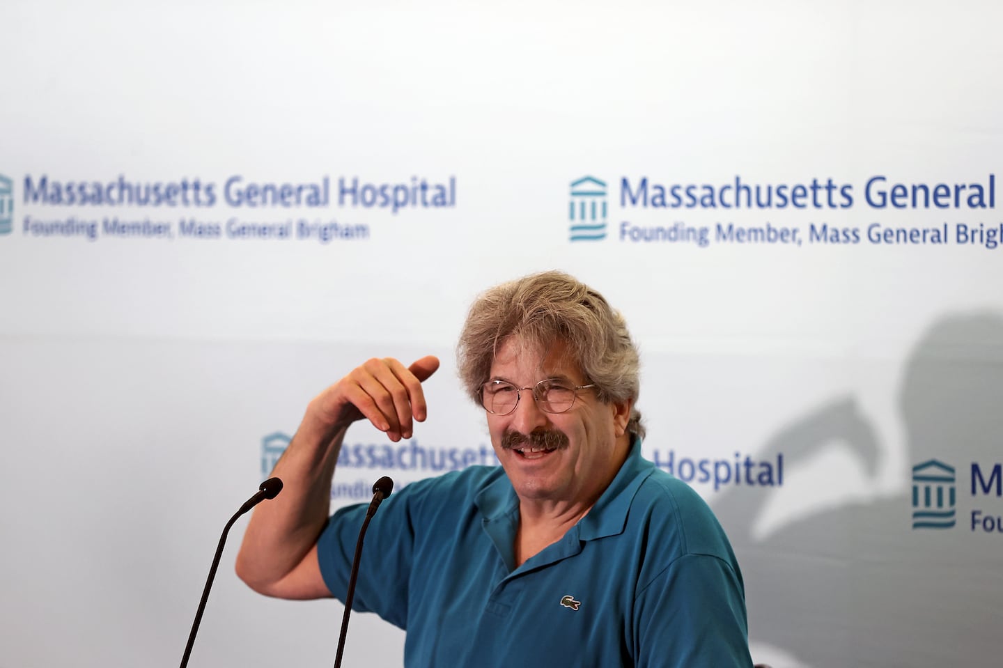 Molecular biologist Gary Ruvkun speaks during a press conference after winning a shared 2024 Nobel Prize with Victor Ambros in Physiology or Medicine at Massachusetts General Hospital