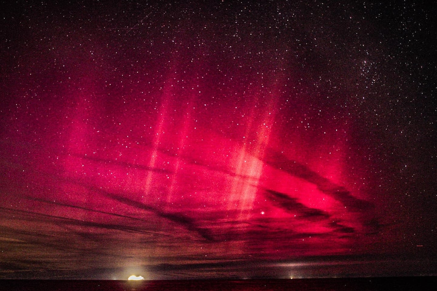 The Northern Lights photographed at East Sandwich Beach in East Sandwich, Mass., on Cape Cod, Sunday night.