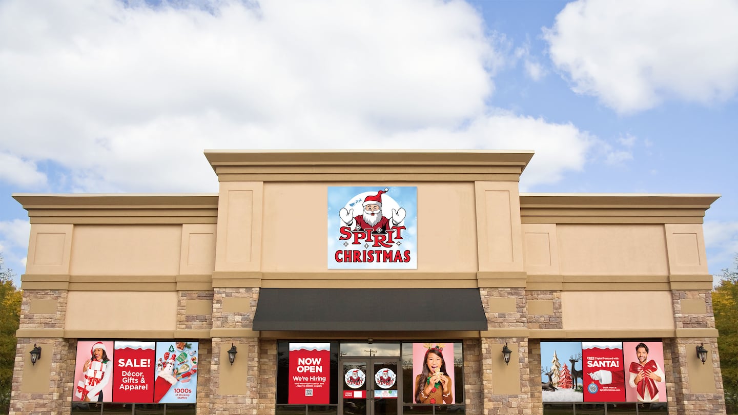 An image provided by Spirit Halloween showed what one of its new Spirit Christmas locations will look like.