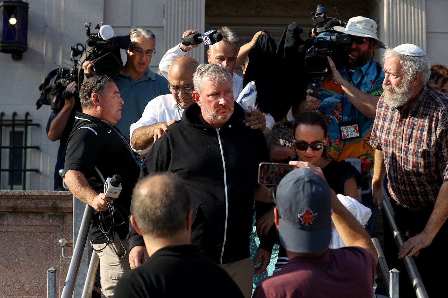 Scott Hayes left Newton District Court after he posted bail on Sept. 13.