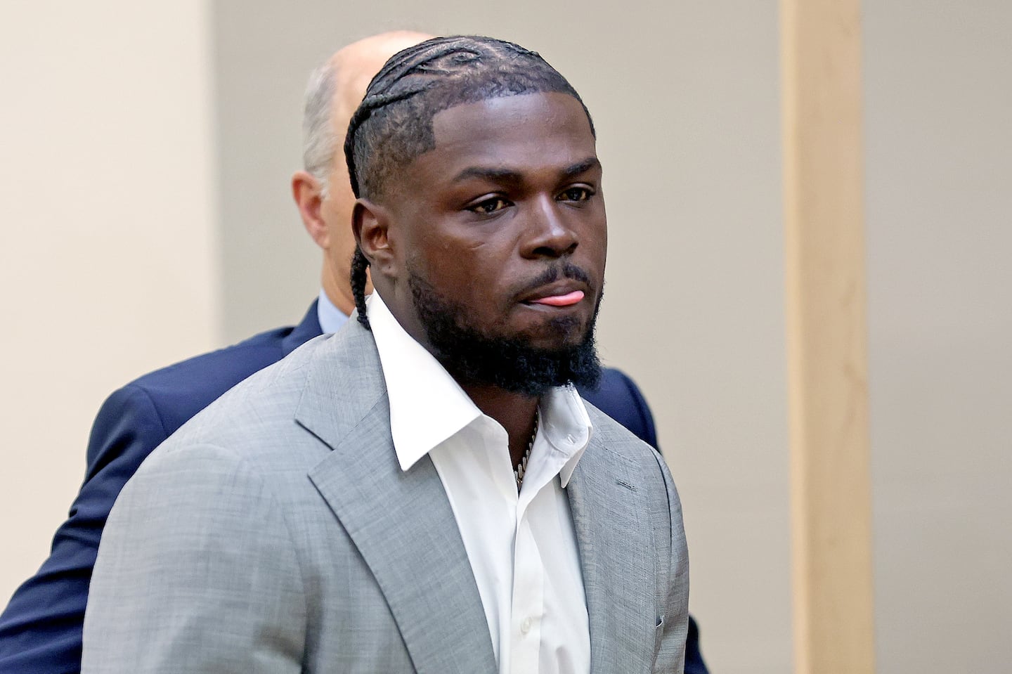 Patriots safety Jabrill Peppers at his arraignment in Quincy District Court Monday.