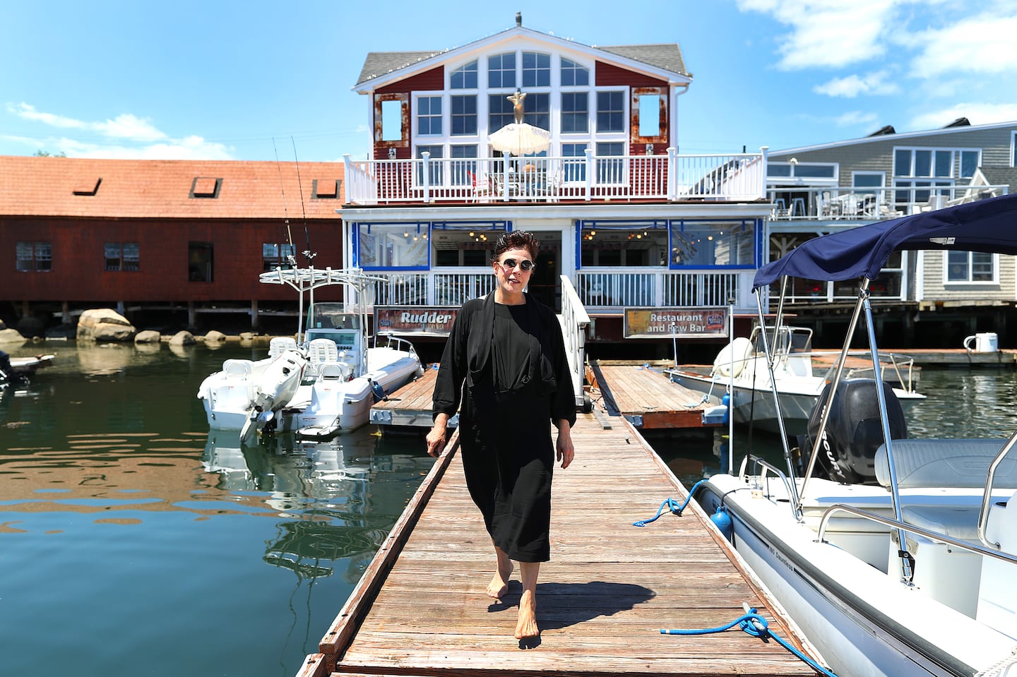 Barbara Lynch in June 2022 getting ready to open The Rudder in Gloucester.