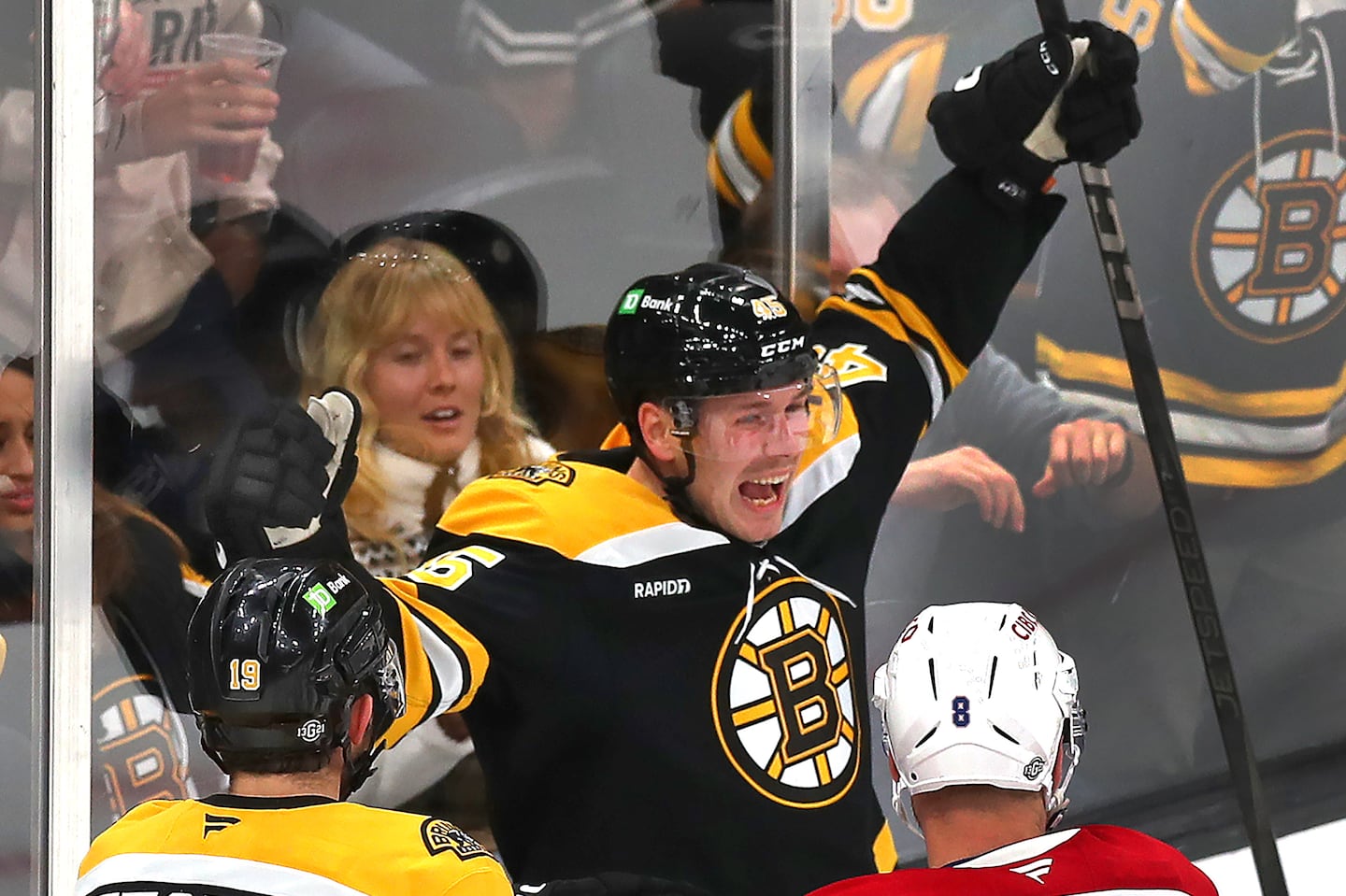 Cole Koepke celebrated his first goal as Bruin, which gave Boston a 5-2 lead late in the second period.